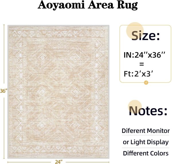 global sourcing moroccan area rug 2x3 - washable distressed entryway rug non-slip small rug, soft low-pile geometric farmhouse indoor door mat floor carpet for entrance bedroom kitchen bathroom (2 x 3, beige) oem/odm services