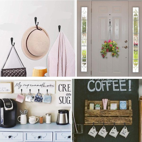 competitive pricing 15 pcs black wall mounted coat hooks, hanger hook with 30 pieces screws for hanging hat, towel, key, robe, coats, scarf, bag, cap, coffee cup, mugs one-stop wholesale