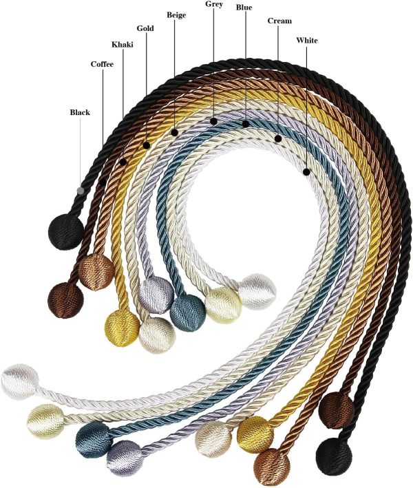 bulk purchase curtain tiebacks outdoor elegant decorative tie backs modern rope tiebacks for drapes window curtain holdbacks for draperies (blue, 2) factory discount