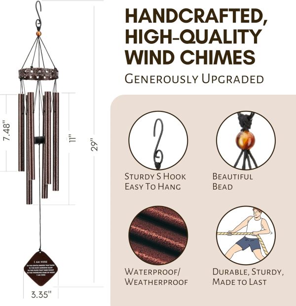 producer to buyer memorial wind chimes - sympathy wind chimes - wind chimes for loss of loved one - wind chimes for loss of loved one prime - grief gifts - soothing tones - bereavement - bronze 29” discounted pricing