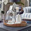 wholesale direct acacia wood serving tray with handles - 17"x13" round, decorative ottoman tray for living room, coffee table, breakfast in bed, candle display bulk purchase at factory prices