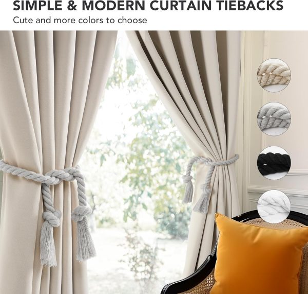 bulk purchase deconovo curtain tiebacks cotton rope for curtain drapes for home outdoor decor, decorative elegant curtain holdbacks, 2 pcs, grey factory discount