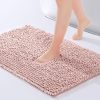 global sourcing freshmint chenille bathroom rugs mat 24"x17", non-slip bath mat for bathroom floor & bathtub, washable soft shower shag bath rugs, fluffy thick water absorbent microfiber shower mat, dusty pink oem/odm services