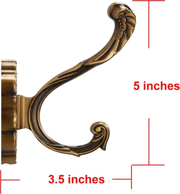 competitive pricing sdh antique brass coat hooks wall mounted -vintage style wall hooks for hanging purse, hat, keys & clothes - heavy duty bathroom hooks for towels - pack of 2 one-stop wholesale
