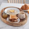 wholesale direct acacia wood serving tray with handles - 17"x13" round, decorative ottoman tray for living room, coffee table, breakfast in bed, candle display bulk purchase at factory prices