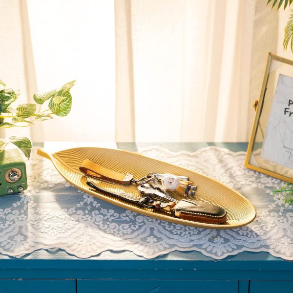 wholesale direct hanobe leaf wooden decorative tray: leaf shaped wood key tray decor leaves bowl for crystal small candle, gold bulk purchase at factory prices