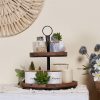 wholesale direct genmous & co. farmhouse tiered tray decor with distressed wood bead garland, decorative 2 tiered serving tray with metal handle for rustic home décor bulk purchase at factory prices