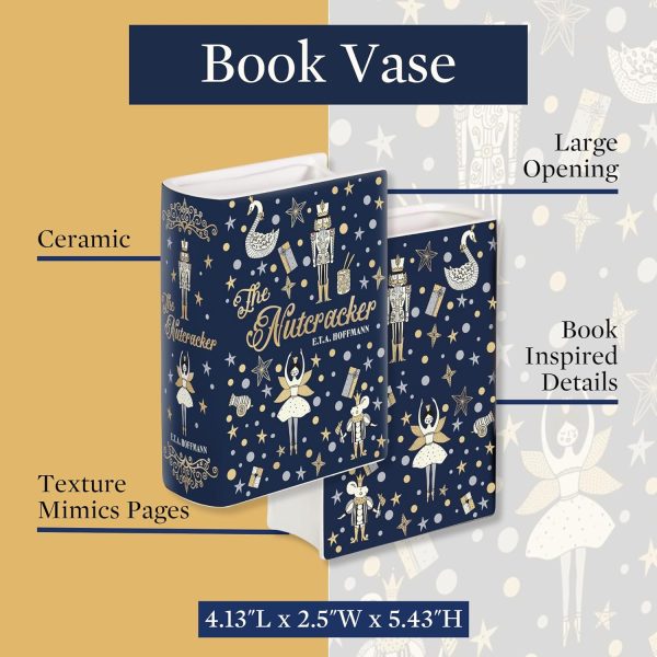 oem/odm services steel mill & co original small book-shaped decorative vase, ceramic vases for home decor, cute christmas bookshelf decor, unique vase for book lovers, nutcracker affordable bulk deals