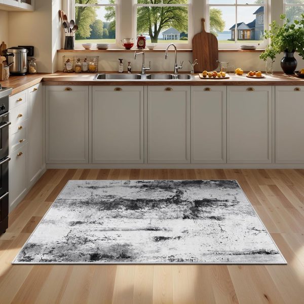 global sourcing washable abstract small area rug, 2x3 grey door mat indoor entrance rug, non-slip non-shedding throw rugs for entryway, front door indoor entrance, kitchen, bedside，entry oem/odm services