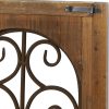 bulk purchase deco 79 wood scroll home wall decor window inspired wall sculpture with metal scrollwork relief, wall art 11" x 2" x 23", brown trade price