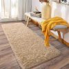global sourcing soft runner rugs for bedroom hallways, 2x6 beige fluffy shag throw area rug non slip for bedside dorm, long shaggy furry carpet for nursery living room oem/odm services