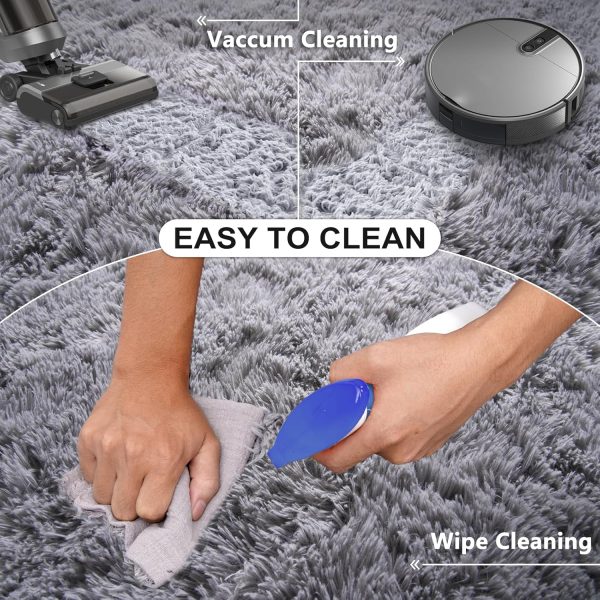 global sourcing soft grey rugs for bedroom living room, 4x6 feet modern indoor fuzzy shaggy area rug, non-slip fluffy furry rug for nursery kids room dorm room home decor, high pile plush floor carpet oem/odm services