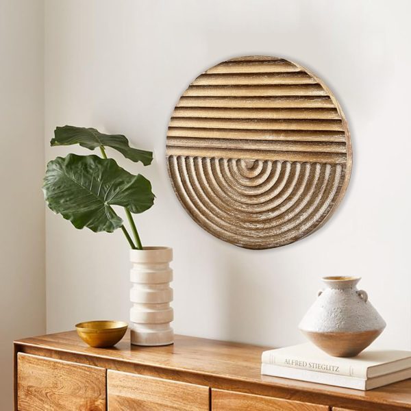 bulk purchase musanpou hand-carved wood wall decor featuring artistic round design for farmhouse and country-style interiors | wall art decoration | 11.8 inches x 11.8 inches (natural) trade price