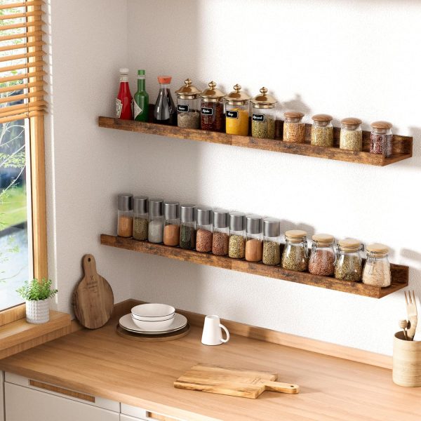 bulk purchase upsimples floating shelves for wall, wall shelves for decor storage set of 6, wall mounted wood shelves for bedroom, living room, bathroom, kitchen, picture ledge shelves, brown trade price