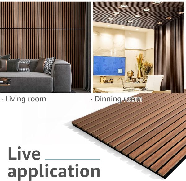 bulk purchase art3d 2 wood slat acoustic panels for wall and ceiling - 3d fluted sound absorbing panel with wood finish - walnut trade price
