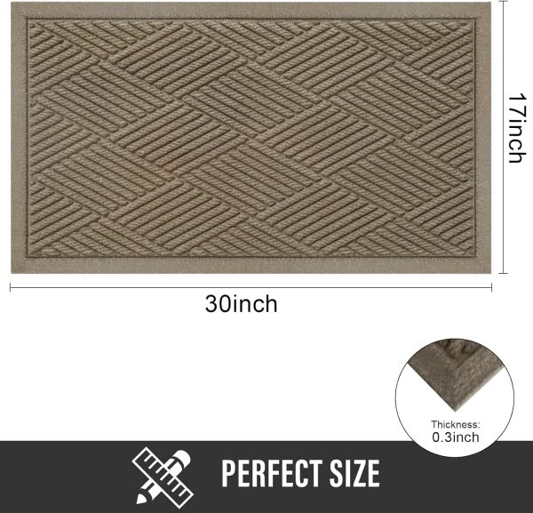 global sourcing sturdy front door mat, absorbent muddy dirt resist welcome door mats outdoor indoor, stain and fade resistant, non-slip rubber backing low profile doormat for entryway, 30×17, beige oem/odm services
