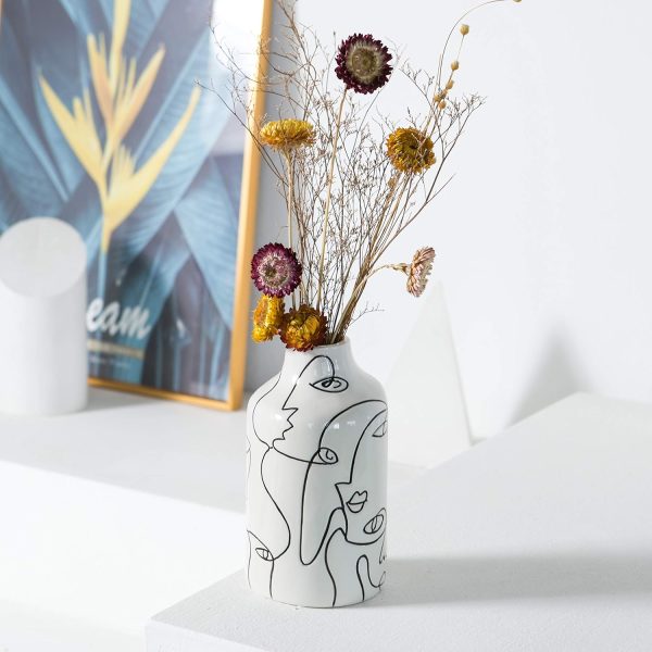 oem/odm services kimdio ceramic vase for home decor, abstract irregular design flower vase, living room decor minimalist decorative vases for pampas grass affordable bulk deals