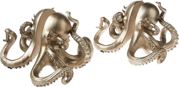 supplier direct creative co-op octopus shaped silver resin bookends (set of 2 pieces) wholesale prices