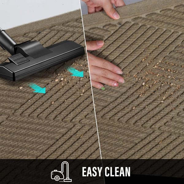 global sourcing sturdy front door mat, absorbent muddy dirt resist welcome door mats outdoor indoor, stain and fade resistant, non-slip rubber backing low profile doormat for entryway, 30×17, beige oem/odm services