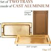 wholesale direct decorative gold trays by objet d’art, beaufort rectangular bar tray for living room, ottoman and coffee table, set of 2 trays for candles, liquor, and centerpieces bulk purchase at factory prices
