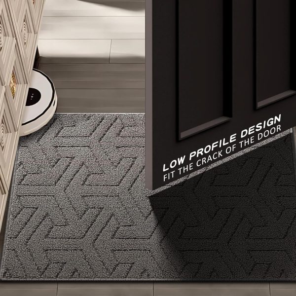 global sourcing villsure door mat, front doormats, non-slip entryway mats resist dirt, washable low pile floor door mats for home, entrance, inside, patio, grey, 19.5"x31" oem/odm services