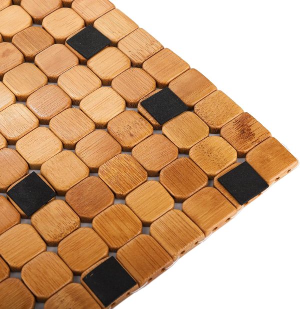 manufacturer direct dicunoy bamboo bath mat, bathroom shower rug, wooden toilet doormats for shower doorsteps, sauna, tub (23.6" l x 16" w) trade price