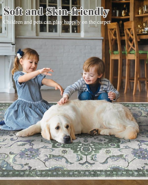 global sourcing door mat 2x3 rug, small boho area rug for living room, machine washable kitchen rugs non-slip, entry mat indoor low pile throw floral rugs grey carpet for bedroom, entryway, hallways oem/odm services