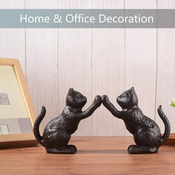 supplier direct book ends for shelves decorative, cast iron heavy duty bookends for heavy book, unique cute cat bookend for home/office decor, antique classic black 2pcs wholesale prices