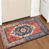 global sourcing serissa boho rugs for entryway, 2x3 rust entryway rug non-slip washable small area rug, ultra soft oriental vintage low-pile indoor door mat floor carpet for entrance bedroom kitchen bathroom oem/odm services