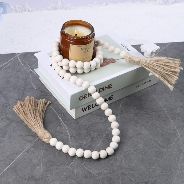 bulk purchase farmhouse beads 58in wood bead garland with tassels rustic country decor prayer boho beads big wall hanging decor trade price