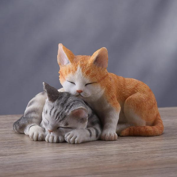 dropship from factory 5.13 inch sleeping tabby kittens decorative figurine, orange and gray mass production supply