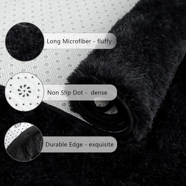 global sourcing chicrug soft runner rugs for bedroom living room plush fluffy rug 2x6 feet, shag furry area rug carpet non shedding for nursery children kids girls room home decorative, black oem/odm services