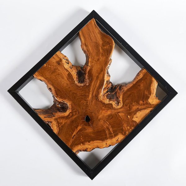 bulk purchase warmaxx rustic teak wood wall decor 17''x17 farmhouse live edge wall art decoration for home living room bedroom office handcrafted square wooden flower design wall décor trade price