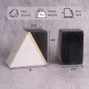 supplier direct cork & mill marble book ends for shelves, decorative bookends for heavy books, unique mid century modern gray and white bookends with brass inlay, heavy duty bookshelf stopper, set of 2 wholesale prices