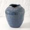 oem/odm services blue ceramic vase for home decor,7.8 inch flower vase，decorative blue vase for pampas grass，modern art texture vase for home entryway living room dining table farmhouse office decor-blue affordable bulk deals