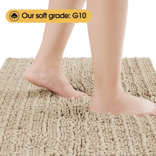 global sourcing accumtek upgrade extra large beige bathroom rug set 3 pieces ultra soft, thick absorbent bath mats, non slip chenille toilet mat for bathroom, bedroom, kitchen oem/odm services