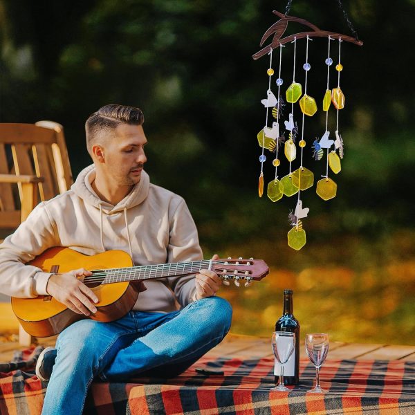 producer to buyer x-prek 23" bees wind chimes for outside, unique stained glass wind chimes garden decor, windchimes outdoors suncatcher gift for women, mom, grandma, unisex discounted pricing