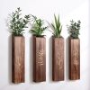 bulk purchase 4 pack wood indoor wall planter, modern wall decor for living room bedroom, farmhouse pocket wall vases for dried flowers and faux greenery plants - brown trade price