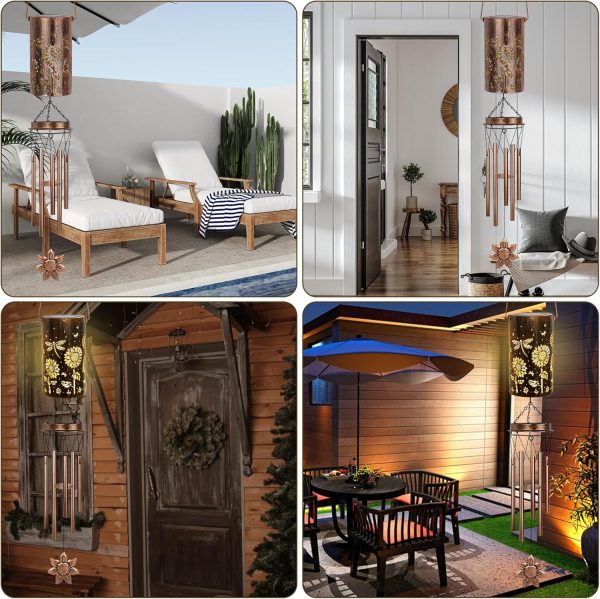producer to buyer yhmall solar wind chimes for outside, sunflower and dragonfly memorial wind chimes, hanging lights lantern windchimes outdoors sunflower gifts for women men grandma mom garden decor discounted pricing