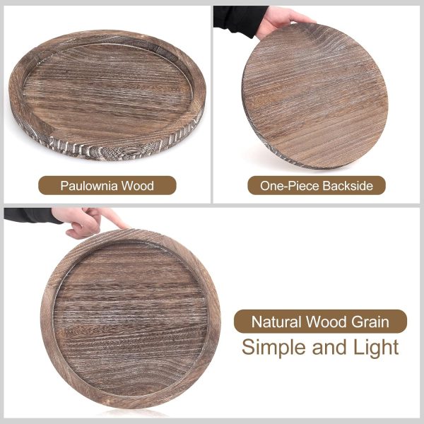 wholesale direct round decorative wood trays for coffee table counter farmhouse kitchen home decor centerpiece small wooden candle holder tray circular serving platter circle rustic dining table bathroom perfume tray bulk purchase at factory prices