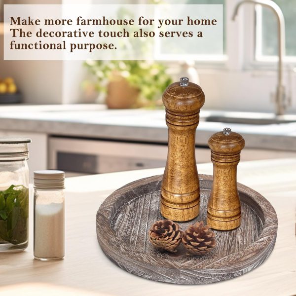 wholesale direct round decorative wood trays for coffee table counter farmhouse kitchen home decor centerpiece small wooden candle holder tray circular serving platter circle rustic dining table bathroom perfume tray bulk purchase at factory prices