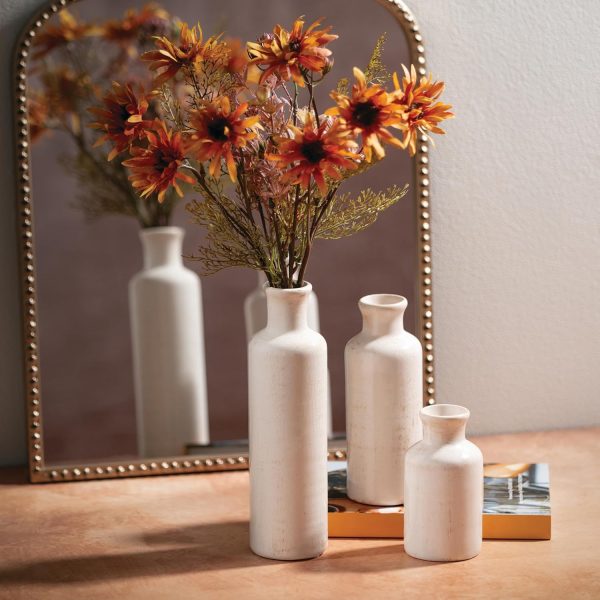 oem/odm services sullivans white ceramic vase set, farmhouse decor, home decorative vase, vases for your kitchen, bedroom, office, living room, bathroom, & shelf centerpiece table decorations (cm2333) affordable bulk deals