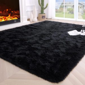 global sourcing noahas fluffy bedroom rug plush fuzzy rugs for kids room living room, soft shaggy nursery rug furry floor carpet modern indoor bedroom decor cute boys girls room rug, 2x3 feet, black oem/odm services
