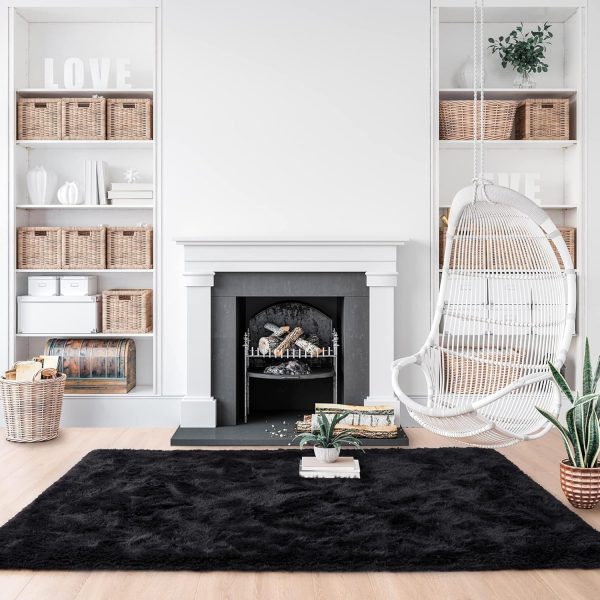global sourcing noahas fluffy bedroom rug plush fuzzy rugs for kids room living room, soft shaggy nursery rug furry floor carpet modern indoor bedroom decor cute boys girls room rug, 2x3 feet, black oem/odm services