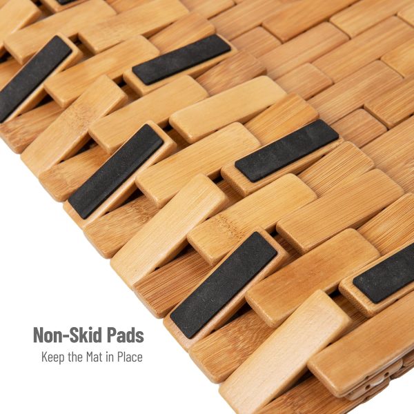 manufacturer direct mind reader bath mat, shower mat, bathtub mat, bathroom accessory, wood, rayon from bamboo, 23.5"l x 16.5"w x 0.4"h, brown trade price