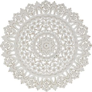 bulk purchase deco 79 wood floral handmade home wall decor intricately carved mandala wall sculpture, wall art 35" x 2" x 35", white trade price
