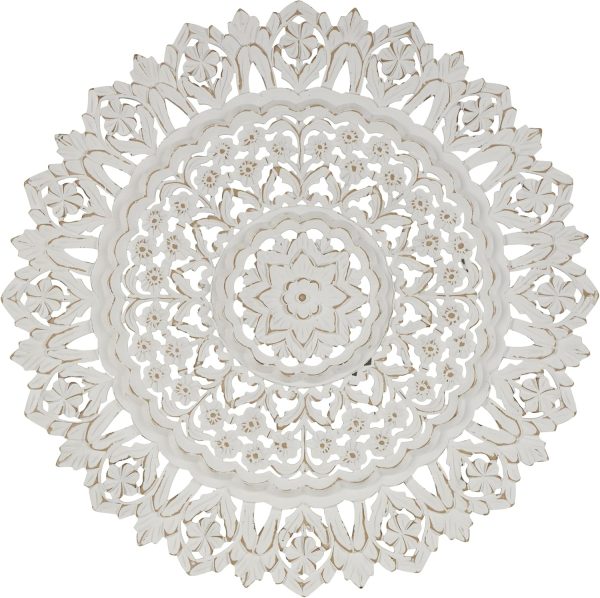 bulk purchase deco 79 wood floral handmade home wall decor intricately carved mandala wall sculpture, wall art 35" x 2" x 35", white trade price