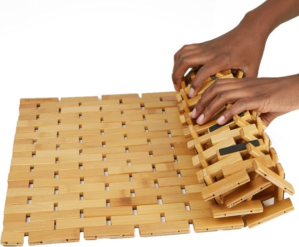 manufacturer direct mind reader bath mat, shower mat, bathtub mat, bathroom accessory, wood, rayon from bamboo, 23.5"l x 16.5"w x 0.4"h, brown trade price