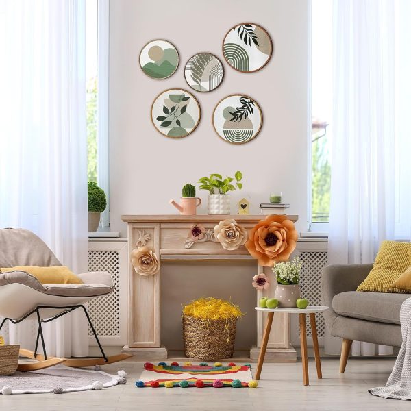 bulk purchase 5 pcs boho wooden wall art - bohemian geometric hanging decor for living room, bedroom - 10'' and 8'' greenery minimalist farmhouse wall hangings trade price