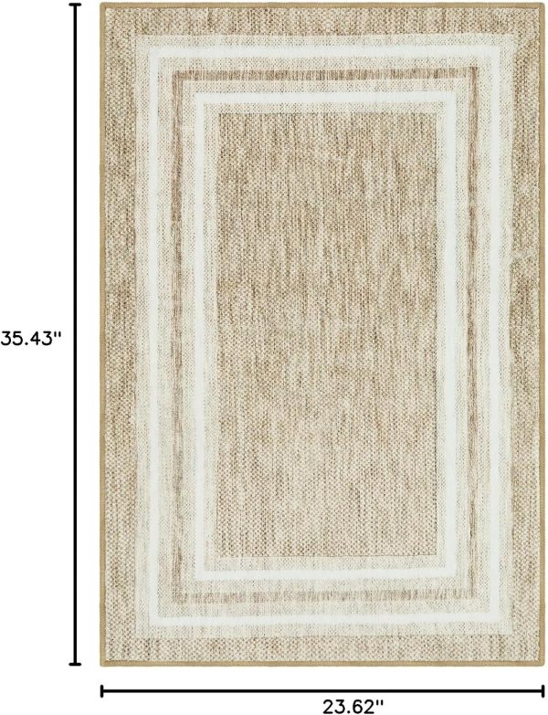 global sourcing ojia modern bordered kitchen rugs non slip washable, 2'x3' entryway rug thin soft small area rug indoor door mat non-shedding throw carpet bathroom rugs for bedside bedroom oem/odm services